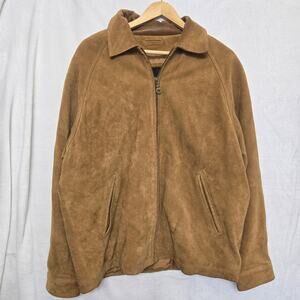 Weather Report Men Vtg 90s Y2K Hipster Grunge Camel Tan Suede Leather Jacket XL